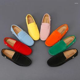 Casual Shoes Fall Men Loafers Genuine Leather Breathable Driving Fashion Moccasins Green Cow Suede Office