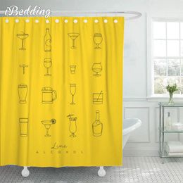 Shower Curtains Minimalist Yellow Purple Blue Theme Curtain 3D Printed Bathroom Waterproof With Hooks Bath Decor