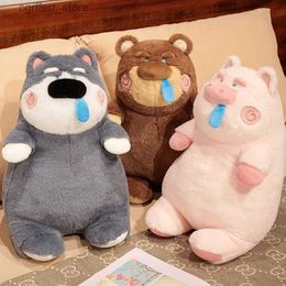 Stuffed Plush Animals 40CM Cute Snot Husky Plush Toys New Bear Dog Pig Animal Stuffed Dolls Cartoon Interesting Plush Toy Kawaii Pillow Cushion Gifts240327