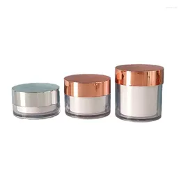 Storage Bottles 20Pcs Skincare Face Cream Jars Double Layers PS Empty Pots Silver Cap Rose Gold Lid Plastic Containers For Cosmetics 20G 30G