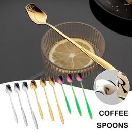 Coffee Scoops 1pcs Stainless Steel Rose Spoon Exquisite Kitchen Cream Tableware Ice Accessories Mixing Desse P8r8