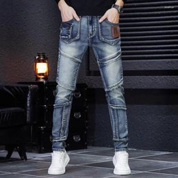 Men's Jeans Trendy Brand Fashionable Personalized Retro Embroidery Splicing High-End Nostalgic Trend Straight Leg Denim Pant