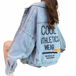 mexzt Denim Jackets Women Streetwear Oversized Jeans Coat Bf Korean Vintage Letter Embroidery Loose Casual All Match Outwear New s26K#