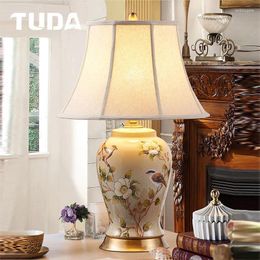Table Lamps TUDA American Style Ceramic Lamp For Bedroom Bedside Living Room Chinese Corner Side Cabinet