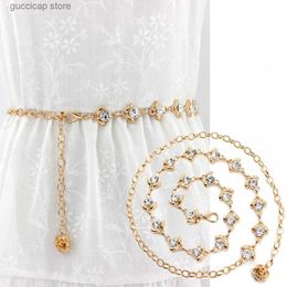 Waist Chain Belts Belt imitating pearl bead thin belt for womens rhinestone crystal belt dress accessories in 3 Colours Y240329