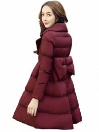 warm Winter Thick Bow Cloak Lg Parka Chaqueta Turndown Collar Parca Overcoat Jacket Elegant Snow Wear Coats Chamarras W1nj#