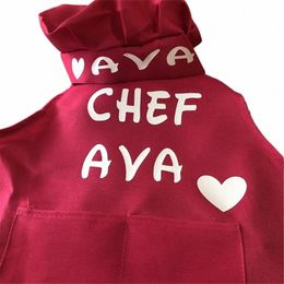 persalized Chef Hat and Apr Kitchen Set Custom Name Home Kitchen Cooking Uniform Birthday Gifts Aprs Kitchen Accories i4hD#