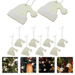 Decorative Figurines Hat Shape Hanging Christmas Ornament Wood Tree Pendant Decorations