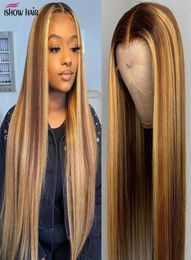 Highlight Wig Brown Colored Human Hair Wigs 13X4 13X6x1 Ombre Straight Lace Front Wig Highlight Lace Front Human Hair Wigs5065384