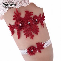kyunovia Rhineste Embroidery Fr for Women/Female/Bride Thigh Ring Bridal Leg Garter Wedding Garters Belt Garter Set BY61 s3i3#