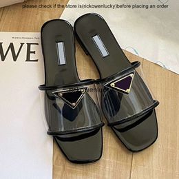 Shoes PrD Summer Slippers Designer Women New All-match Fashion Triangle Transparent Jelly Comfortable Slippers Suitable for Lambskin Sandals