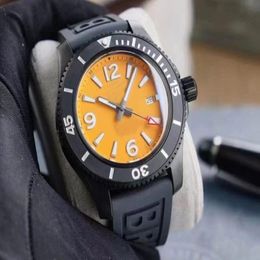 43mm Waterproof High quality Automatic Movement Orange Dial Men Watch Sweat Band Rubber Band294o