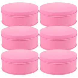 Storage Bottles 6 Pcs Large Tinplate Cookie Candy Gift Packaging Box Metal 6pcs (pink) Boxes Holder Tins With Lids Container