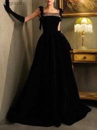 Urban Sexy Dresses Black Hepburn Style Sling Evening Dress French Long Texture Banquet Female Prom Robe Temperament Luxury Wedding Party yq240329