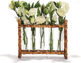 Vases Natural Bamboo Vase Includes 5 Glass Tubes
