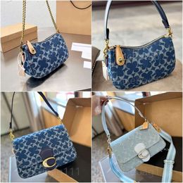 Shoulder Bags Evening Bags evening bags fashion underarm bags clasical denim canvas bag shoulder strap half moon crossbody bags chambray swinger Cowboy 2024 New