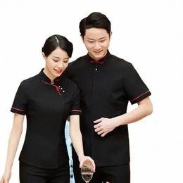 waiter Shop Clothes Work Uniform Hotel Fast Waitr Sleeve Overalls Restaurant Breathable Food Woman Short Female Shirt G4EG#