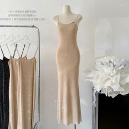 Casual Dresses Temperament Stretch Suspender Dress Women's 2024 Elegant Slim Fitting Vintage Party