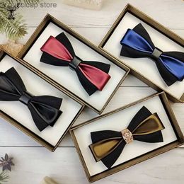 Bow Ties Upscale wedding groom best man wine red British bow band of Brothers bow tie men formal suit tide Y240329