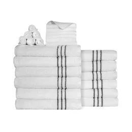 Towel Soft & Plush Touch Adult 24-Piece Cotton-Recycled Polyester Bath Set White Towels Bathroom