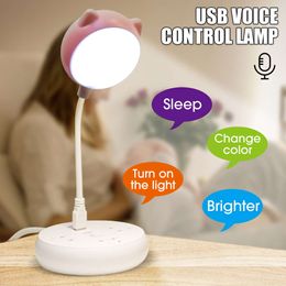 New LED English Voice Controlled Smart Home Night Lamp Energy-Saving Body Sound Sensor USB Plug Atmosphere Light