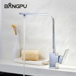 Bathroom Sink Faucets BANGPU Basin Faucet 1 Hole Rotary Kitchen Tap Single Handle Deck Mounted Chrome