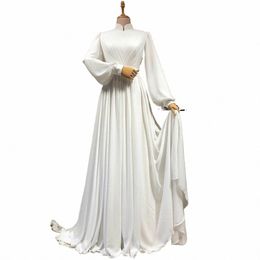 elegant Ivory Lg Sleeves Muslim Wedding Dres Bridal Gowns Simple Vestido De Novia 2024 A-line Chiff Bride to be Dr Z6Kf#