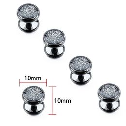 HAWSON 5pcsSet Tuxedo Studs Gunmetal Plated Cufflinks Studs Crystal Dust Mens Button Stud spikes for clothes for Mens shirts 240320