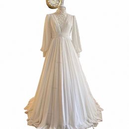ciynsia Full Sleeves Muslim Wedding Dres for Bride High Neck Dubai Hijab Bridal Gown Chiff Beaded Vestidos De Novia 2024 11ib#