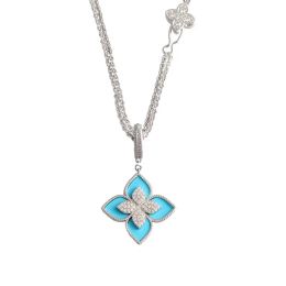 Necklaces Four Leaf Clover Diamond Sapphire Double Chain Sweater Chain 18K Gold Plating Pendant Necklace 90cm