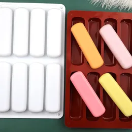 Baking Moulds Long Strip Finger Biscuit Silicone Mould 8 Holes Oven Cake Pudding Chocolate Moulds Ice Tray Bakeware DIY Kitchen Tools