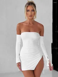 Casual Dresses NIDANSSI Off Shoulder Backless Sexy Dress Women 2024 Robe Elegant Evening Party Bodycon Mini Summer Vestidos