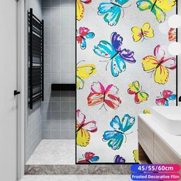 Window Stickers PVC Butterfly Stained Glass Film Uv Blocking Non-adhesive Privacy Decals Static Clings Door Sticker