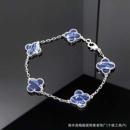 مصمم العلامة التجارية الأصلية عالية الإصدار Van Peter Stone Four Leaf Bracelet Bracelet Womens Shicay مطلي بحجم 18 كيلو متر مع شعار