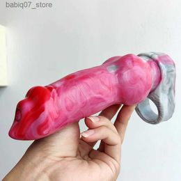 Other Massage Items Realistic Dog Knot Penis Sleep Gory Meat Fantasy Animal Cock Extender Soft Silicone Sex Toy for Couples Q240329
