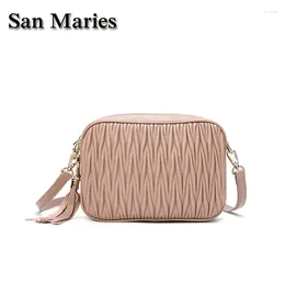 Shoulder Bags San Maries Double Zippers Luxury Women's Bag Female Ruffles Single-Shoulder Tassel Designer Cross-Body Trendy Girls Purses