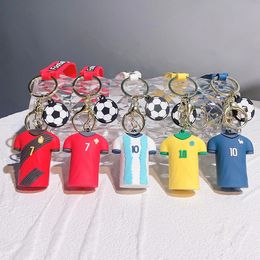 New double-sided printed jersey shape keychain charm sports keychain football fan pavilion talisman accessory gift 240329