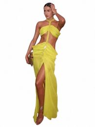 fi Fish Be Chain Woven Dr For Women Sexy Off Shoulder Hollow Out Maxi Sling Robe 2024 Summer Lady Beach Party Dres 10EA#