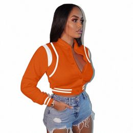 y2k Vintage Varsity Jackets 2023 Fi Autumn Winter Clothes Women Orange Blue Cropped Jacket Cute Coat YJ23401DG f8te#