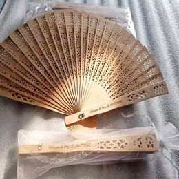 Party Favour 50Pcs Personalised Engraved Wood Folding Hand Fan Wooden Fold Fans Customised Wedding Gift Decor Bridal Shower