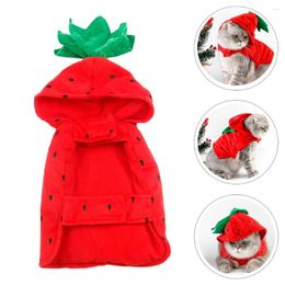 Cat Costumes Clothes For Pets Girls Halloween Costume Dog Funny Apparel Strawberry Fleece Lovely Outfit Vacation Decorative