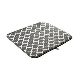 Table Mats 18in X 16in Microfiber Dish Drying Mat Super Absorbent Drainer Kitchen Pad With Hanging Loop Gray &