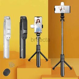 Selfie Monopods FGCLSY 2024 NEW Bluetooth-compatible Wireless Selfie Stick Mini Tripod Extendable Monopod with Fill Light Remote Shutter for IOS 24329