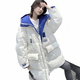 women Hooded Jacket 2024 New Winter Parkas Reversible Down Cott Coat Casual Warm Tops Parka Mid-Length Female Outwear Clothes E5LU#