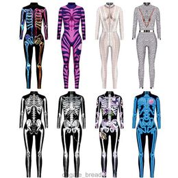 Womens Jumpsuits 3D skeleton digital print leotard suit