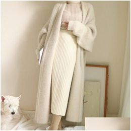 Women'S Sweaters Womens Real Mink Cashmere Long Coat Genuine Sweater Warm Custom Big Size Pure True Fur X Cardigans 2021 Drop Deliver Dhwh8