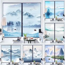 Window Stickers Film Privacy Smoke Scenery Plant Glass No Glue Sticker Uv Blocking Heat Control For Home Decoration