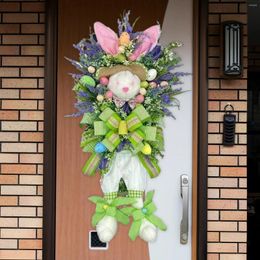 Decorative Flowers Easter Wreath For Front Door Decoration With Bowknot Green Leaves Living Room Wedding Home Porch Party