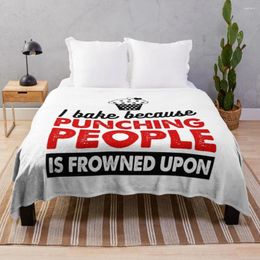 Blankets I Bake Because Punching People Is Frowned Upon Shirt Aesthetic Bohemian Faux Fur Throw Blanket