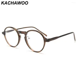 Sunglasses Frames Kachawoo Round Eyeglasses Optical Tr90 Acetate Retro Glasses Frame For Women Men Unisex Eyewear Brown Grey Black Korean